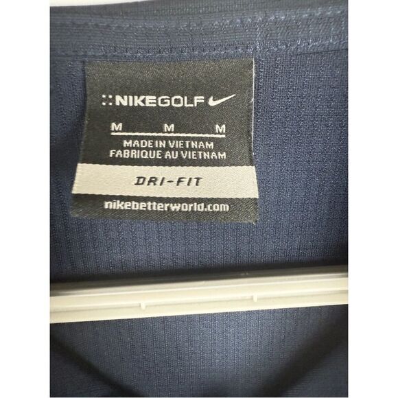 Nike Golf Dri-Fit Polo Shirt Men's Medium Blue Swoosh Logo Collared Pullover - Picture 3 of 5